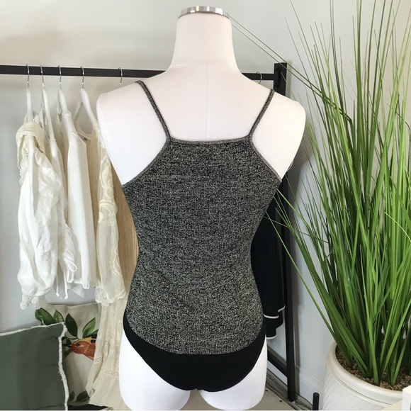 Express® Sparkly One Piece V-Neck Balletcore Body Suit Spaghetti Strap Small - Picture 8 of 11